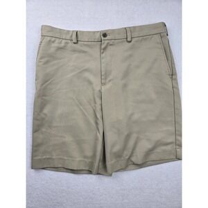 Izod Golf Classic Khaki Mens Flat Front Shorts Size 36 Casual Golf Chino Style